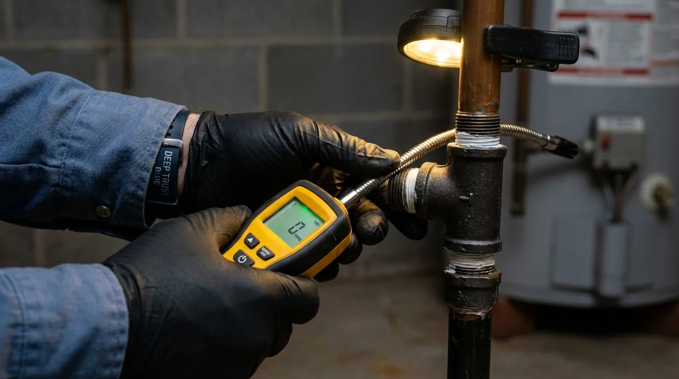 Gas leak detection with electronic sniffer by Johns Plumbing LLC in Islip